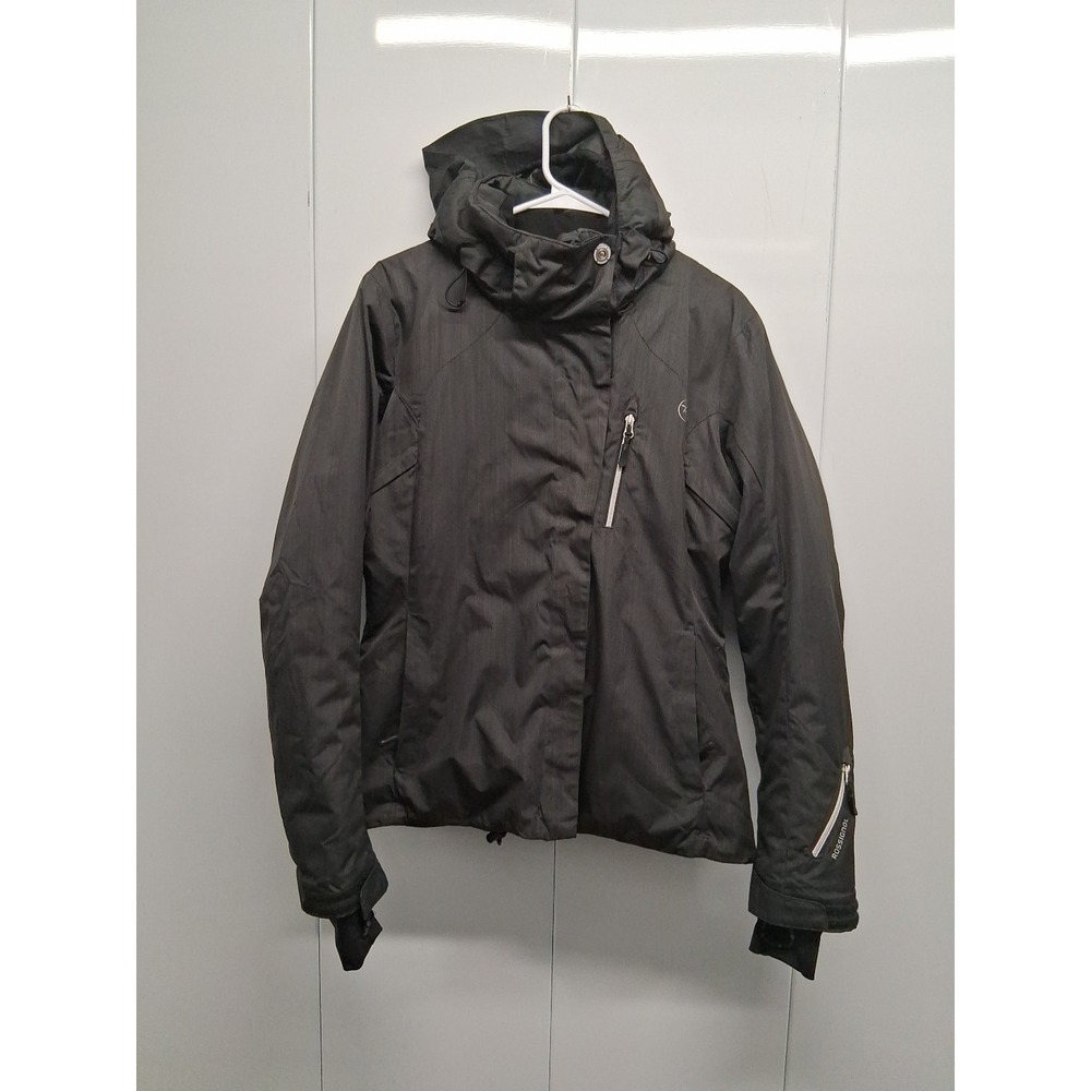 Rossignol Ski Jacket Women's Insulated Size Large Black Hooded Snow